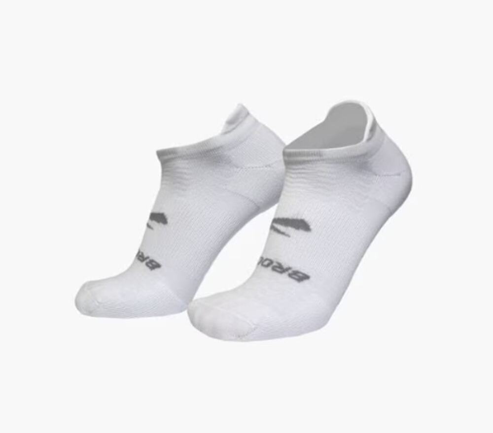 Brooks Unisex Adult's Sz M 1-Pair White Run-In No Show Socks B28-2